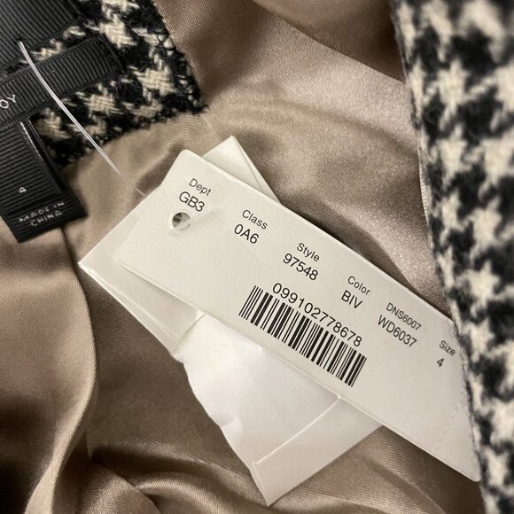 J. Crew Womens Schoolboy Tweed Blazer Suit Jacket Size 4 Houndstooth Black NWT - Picture 4 of 9